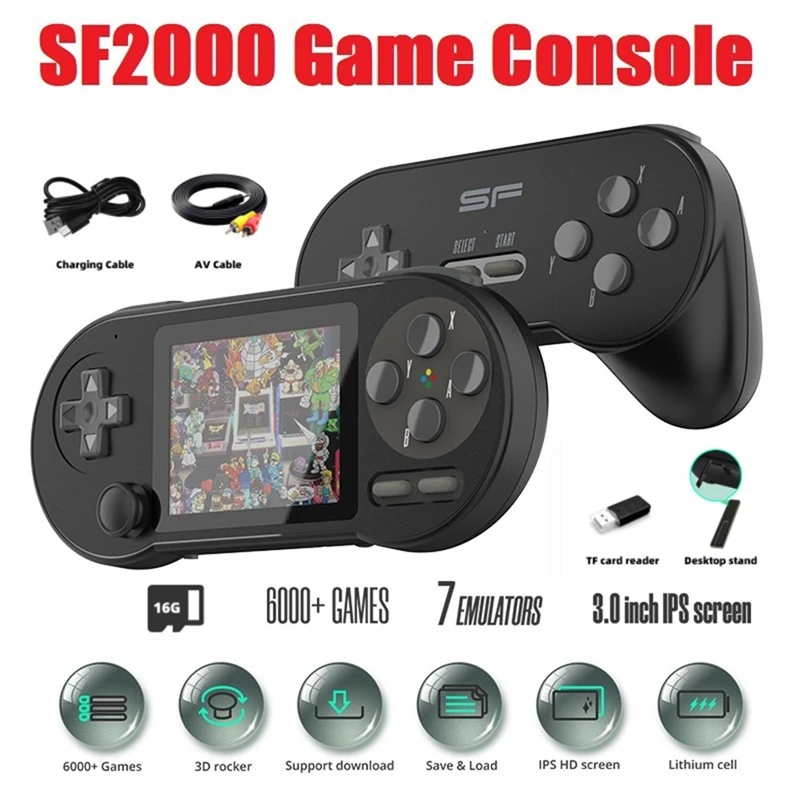 

SF2000 Handheld Game Console+Handle Built-In 6000 Games Classic Mini 3 Inch Video Game Console Support AV Output