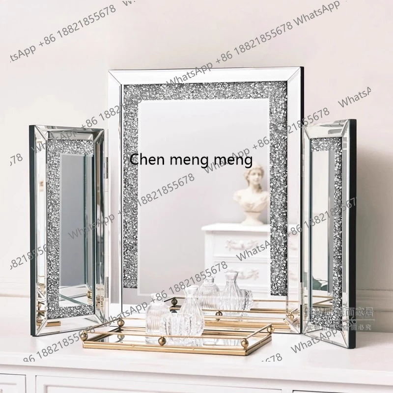 

European tri-fold mirror modern light luxury household bedroom dresser mirror desktop makeup three-sided mirror