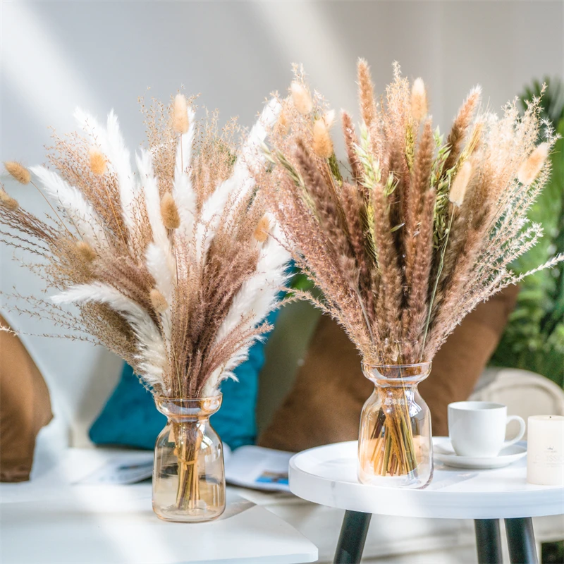 

30pcs/Set Natural Dried Flowers Bouquet Arrangement Dry Pampas Grass Rabbit Tail Reed For Party Wedding Decoration Home Decor