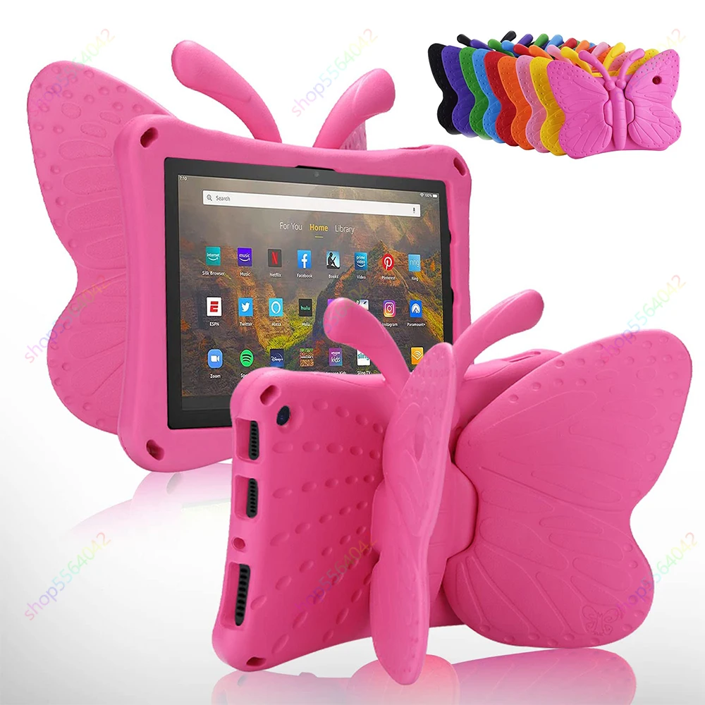 Safe EAV Kids Case for Amazon Kindle Fire HD 8 HD 8Pus 12th 10th Gen 8.0 Inch 2022 2020 Butterfly Stand Cover for Fire HD 8''