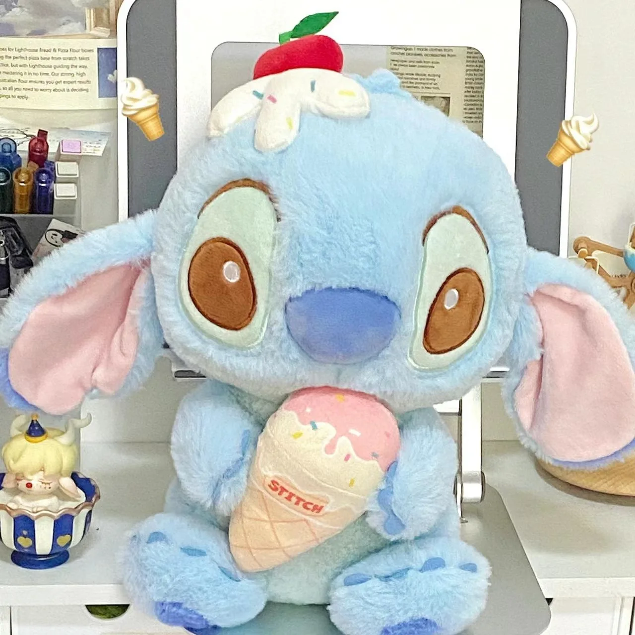 

Disney Kawaii Ice Cream Stitch Stuffed Plush Toys Doll Lilo & Stitch Cartoon Anime Figure Room Decor Pillow Peluches Gift