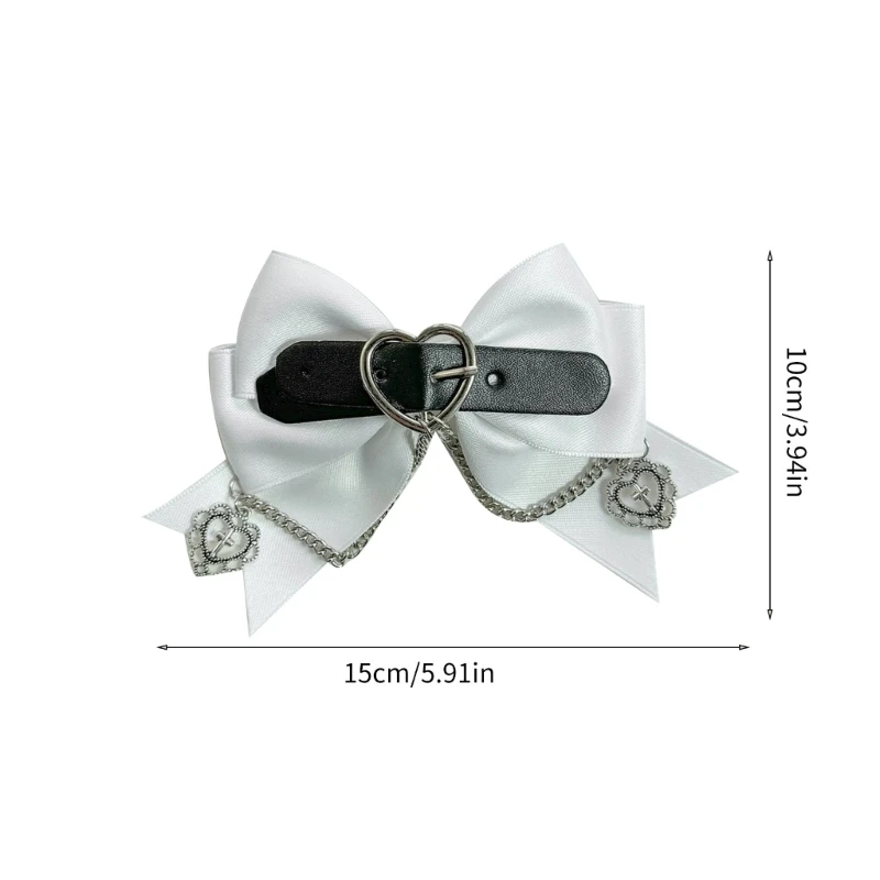 Nơ Tóc Dây Xích Trái Tim Kẹp Tóc Goth Barrettes Nữ Tóc Kiểu N58F