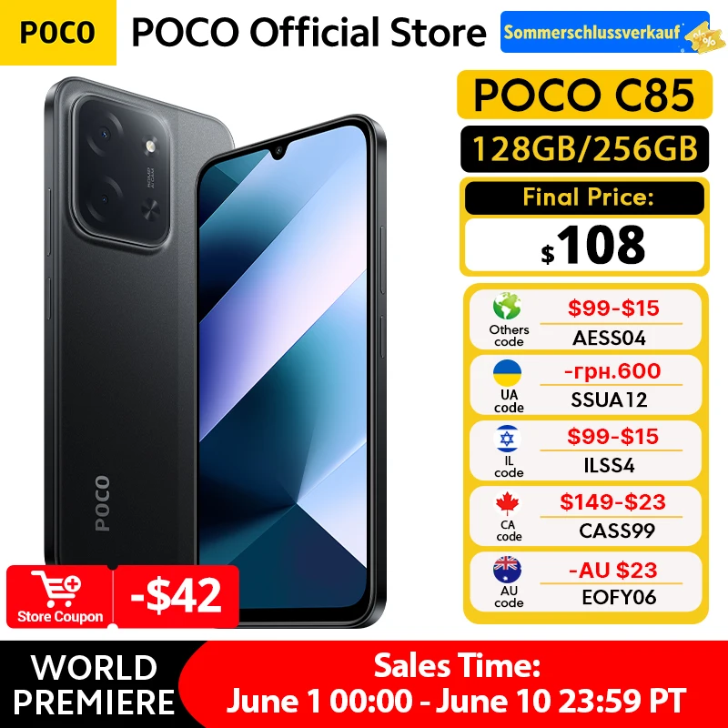 Global Version POCO C85 Smartphone 128GB 256GB MTK Helio G81-Ultra