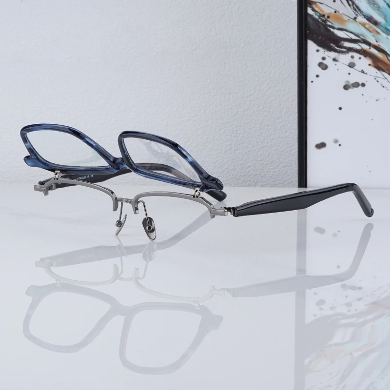النمط الياباني خلات مربع إطارات النظارات للرجال غطاء الوجه مع الحاجب إطار نظارات رجال الأعمال النظارات NPM-58