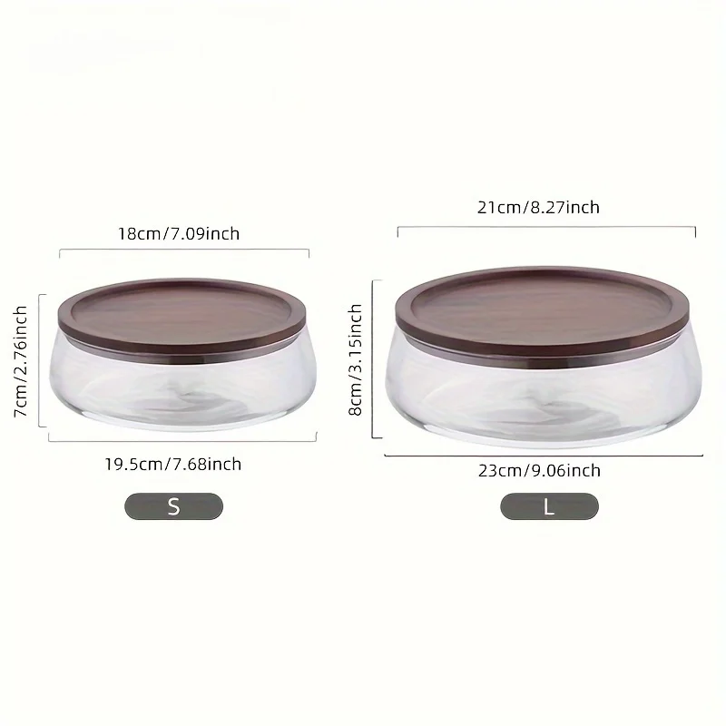 Size L Airtight Glass Storage Containers  Ideal for Storing Coffee, Tea, Candy & Pantry Essentials with Natural Acacia Wood Lid