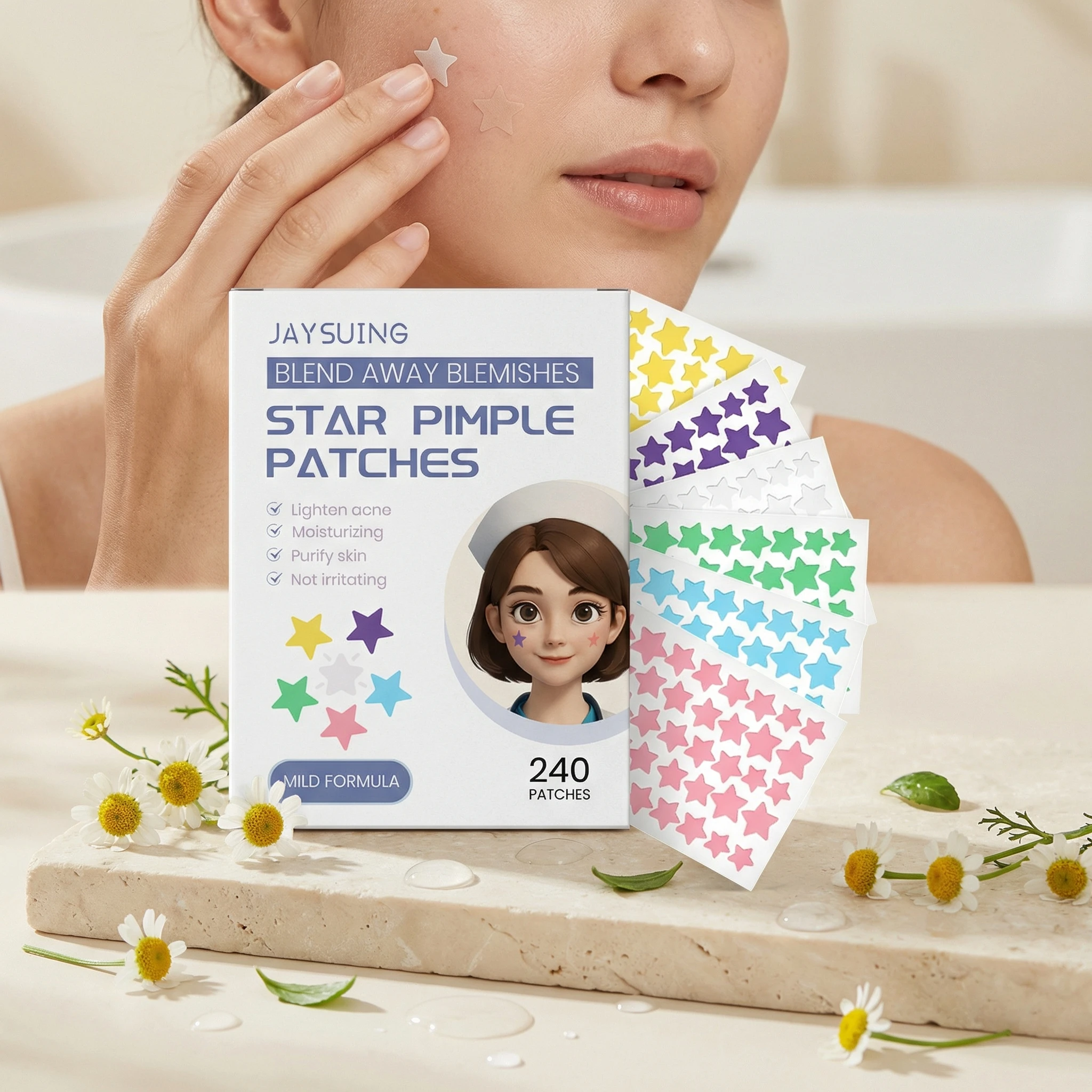 Rainbow Star Acne Patches Pimple Removal Oil Control Absorb Secretions Hydrocolloid Star Shaped Invisible Pimple Stickers 240PCS