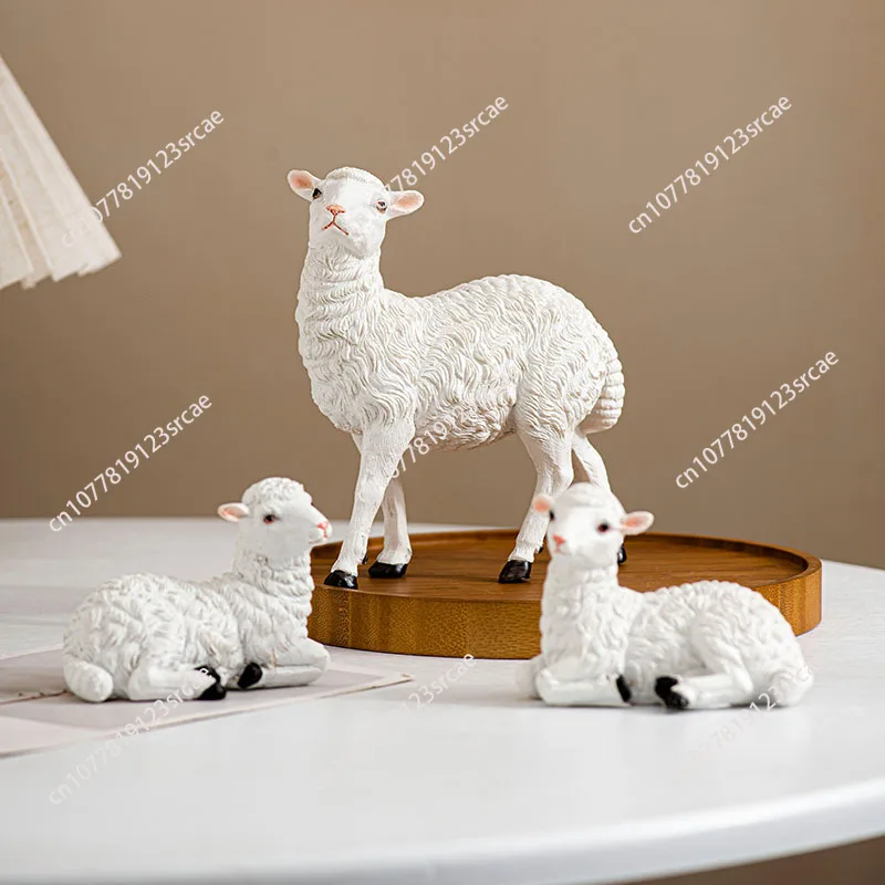 

Creative Cute Resin White Couple Sheep Ornaments Courtyard Garden Villa Sculpture Crafts Outdoor Landscape Figurines Decoration