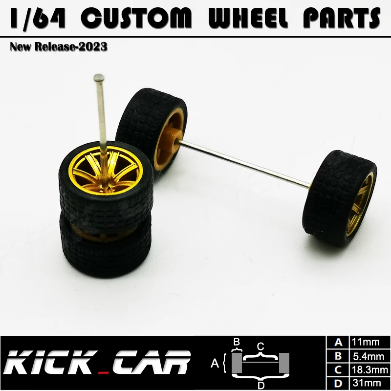 Model Car 1:64 Scale Wheels For Hotwheels with Rubber Tire Basic Model Car Modified Parts Racing Vehicle Toys Tomica MiniGT