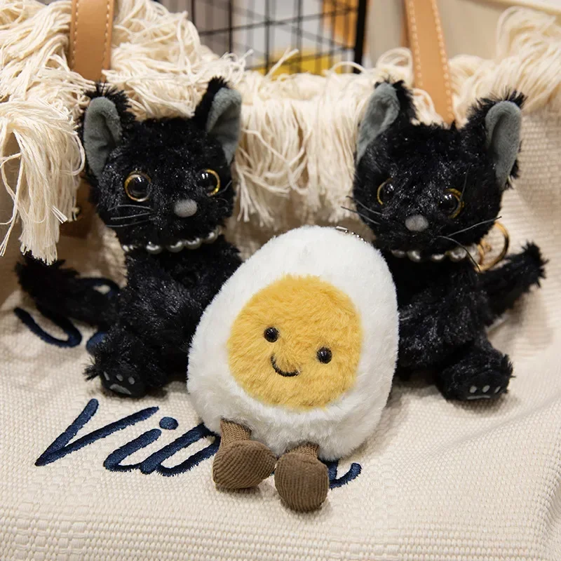 Creative Cute Cartoon Boiled Egg/Black Cat Pendant Soft Plush Workmanship Doll Decoration Great Birthday Present Friend Children