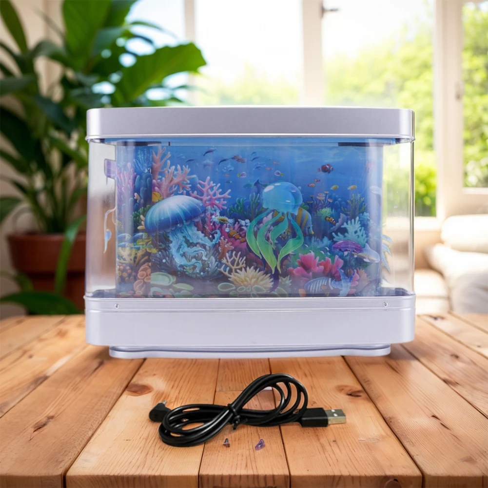 Artificial Tropical Fish Tank Lamp Decorative Sensory Aquarium Table Lamp Virtual Move Ocean Mood Night Light Room Decoration