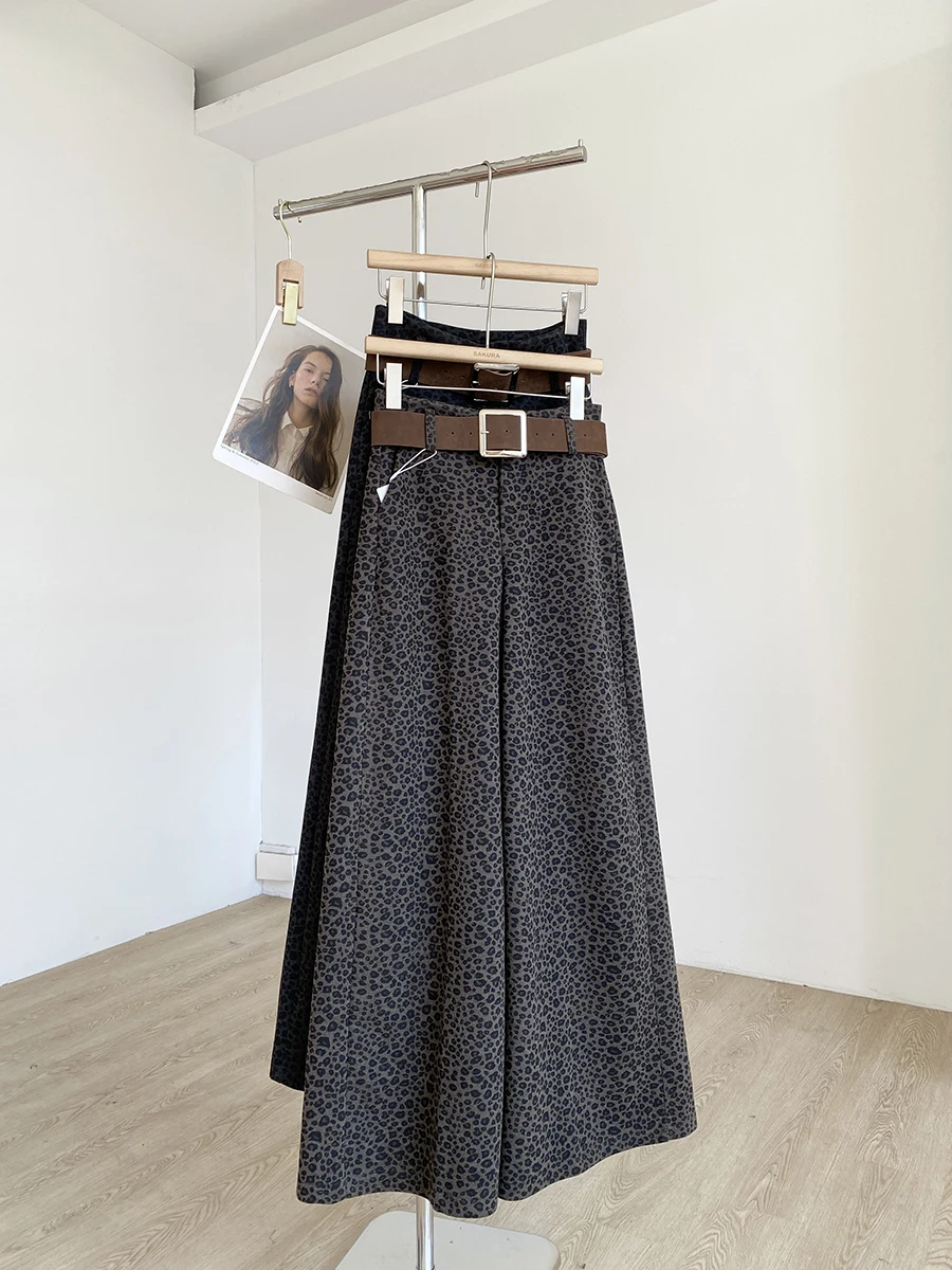 High Waist Loose Fitting Leopard Print Casual Pants for Women Commute Style Wide Leg Pants Autumn Winter New Arrival