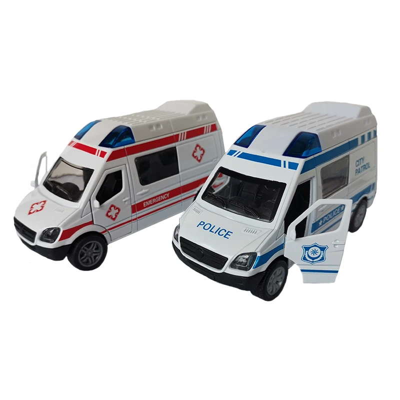 Boys Ambulance Modle Toy Car Metal Shell 1 :32 Acousto-optic Patrol Wagon Children Gift