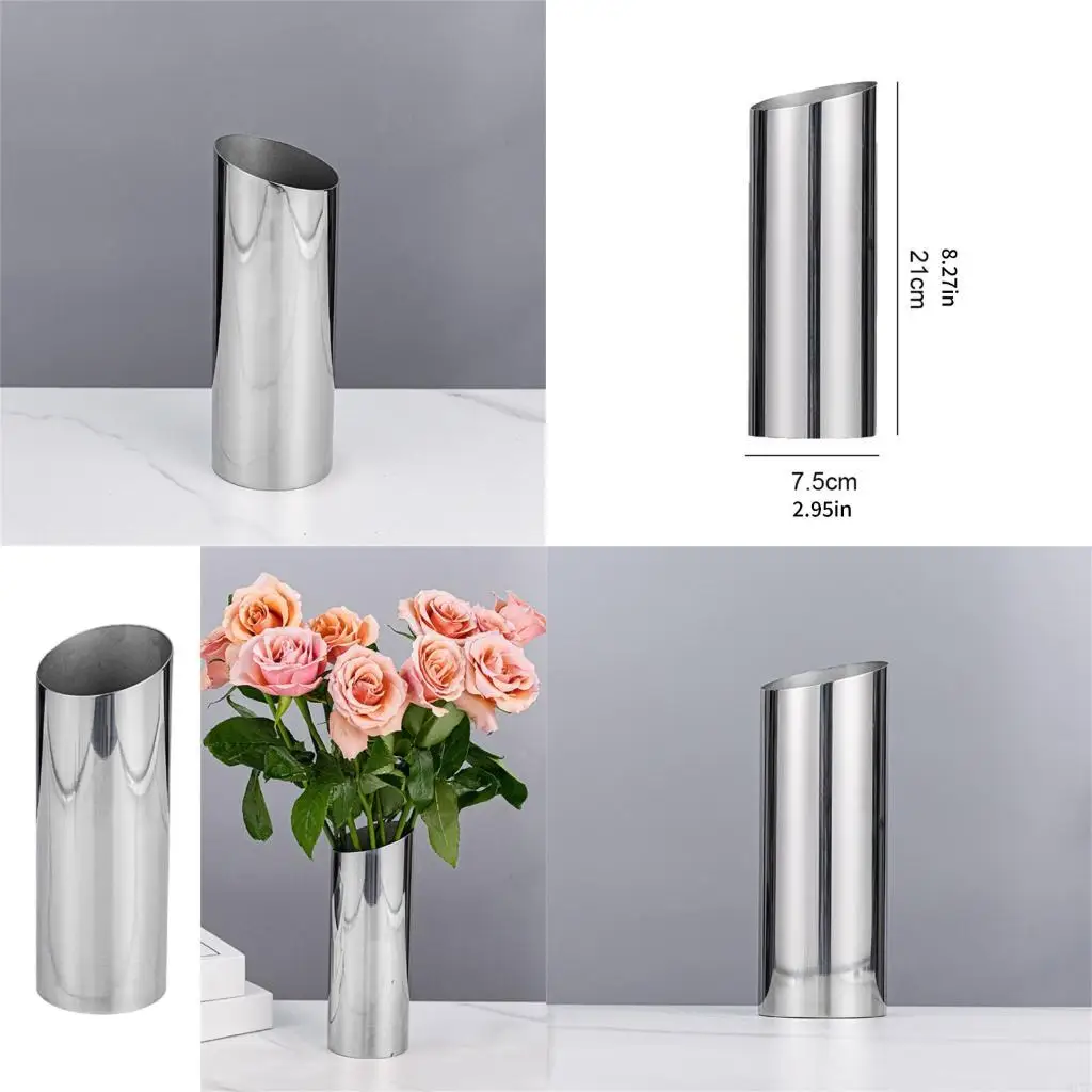 

M17D Metal Flower Vases Minimalists Home Office Scratch Resistant Floral Container