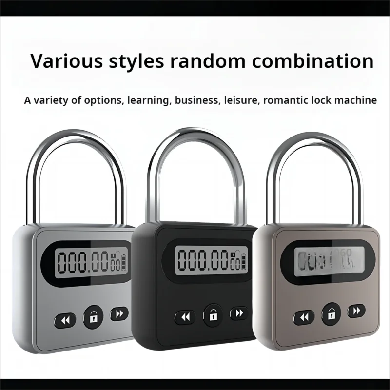 HEERAK Timer Padlock LCD Display Backlight Alloy 999 Hours Max Timing Super Long Standby Anti-addiction Electronic Backpack Lock