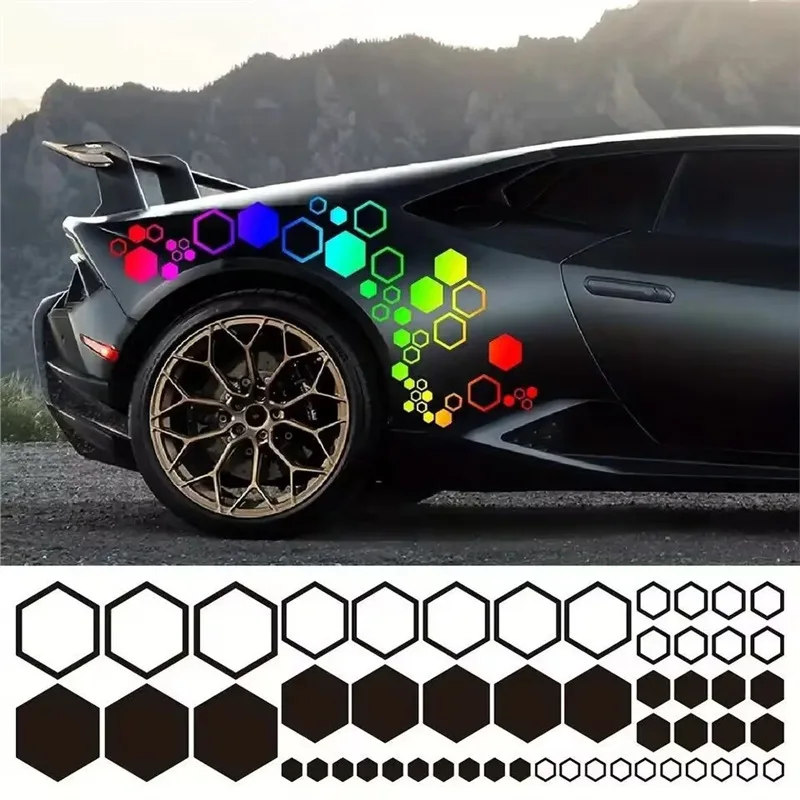 

Car Side Sticker Solid Hexagon Honeycomb Graphics Auto Body Side Door Waterproof DIY Decoration Accessories