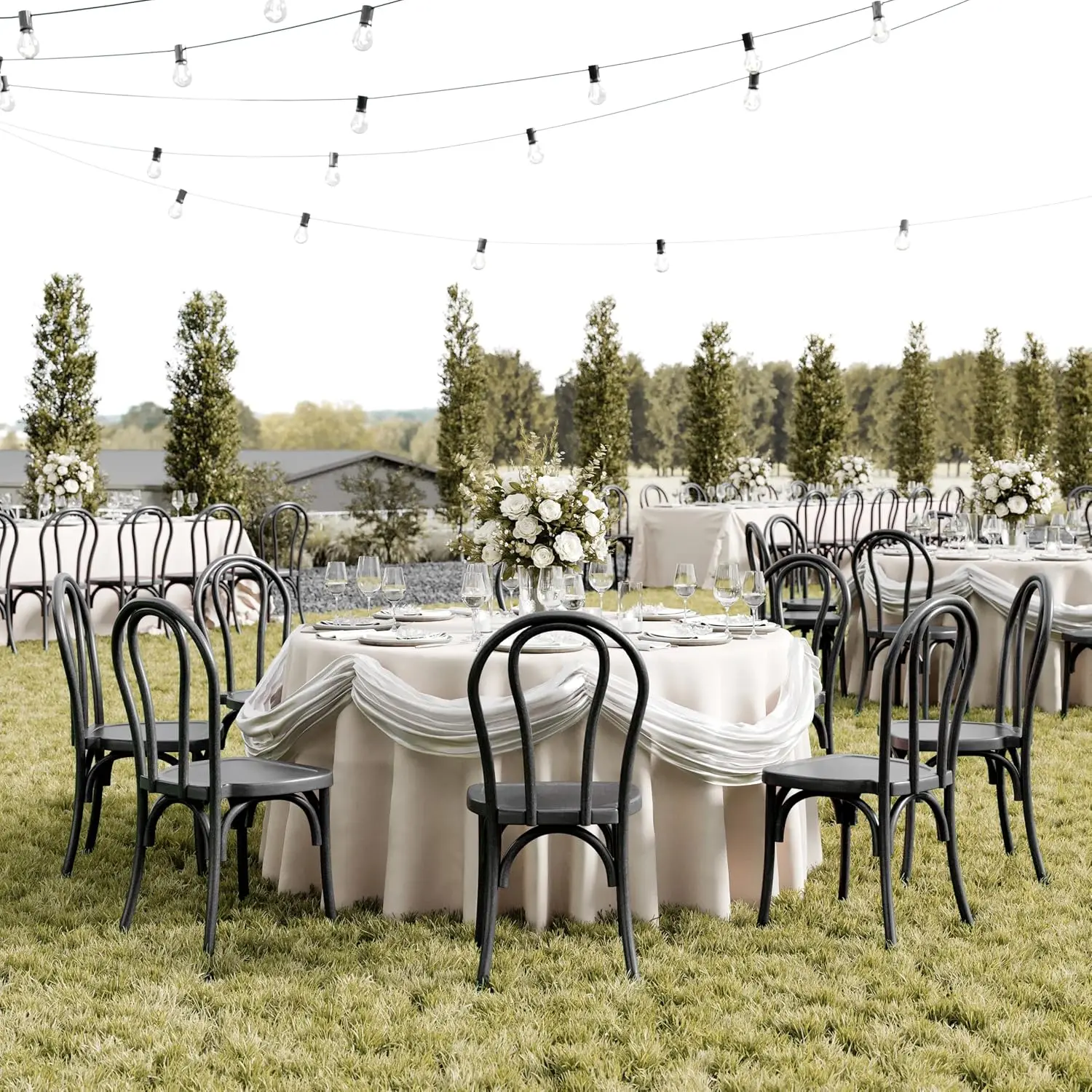 Resin Indoor/Outdoor Thonet Chair, Black, 2-Pack | Commercial Grade, Stackable, Indoor/Outdoor Use