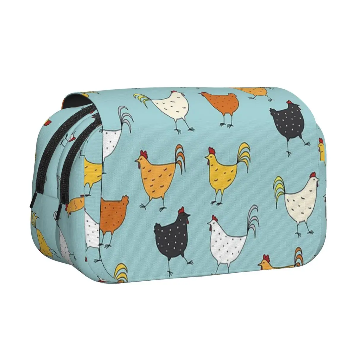 Chicken Pattern Pencil Case Pen Holder Hard Shell Leather Large Storage Pen Box Pencil Bag for Boys Girls School