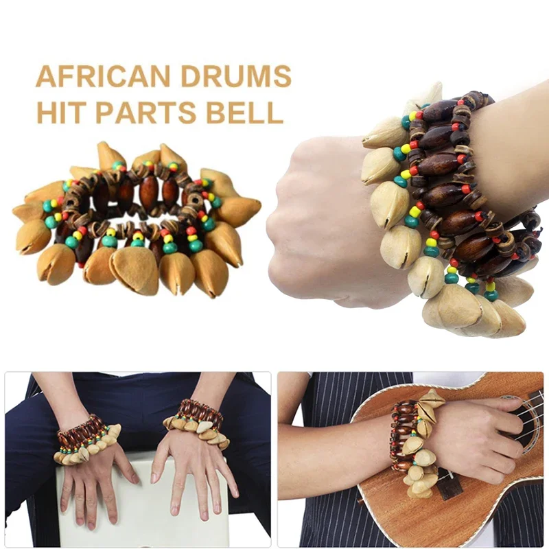 Dora Shell Handbells Handmade Nuts Shell Bracelet Handbell for Djembe African Drum Conga Percussion Accessories Gift