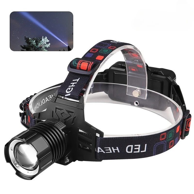 

White Laser Zoomable Headlamp Rechargeable Long Distance Beam Headlight for Night Fishing Hiking
