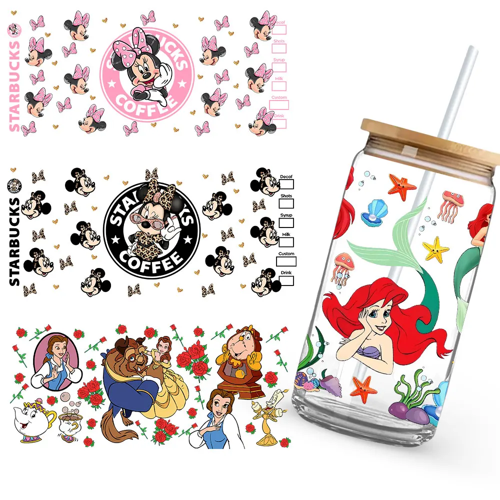 Cartoon Anime Stickers Princess  Cute Girl Women UV DTF Cup Wrap Self-Adhesive DIY Personalized Cup Decals