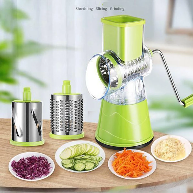 3-in-1 Manual Rotary Vegatable Fruit Slicer Portable Manual Vegetable Cutter Slicer Multifunctional Potato Grater Spiralizer