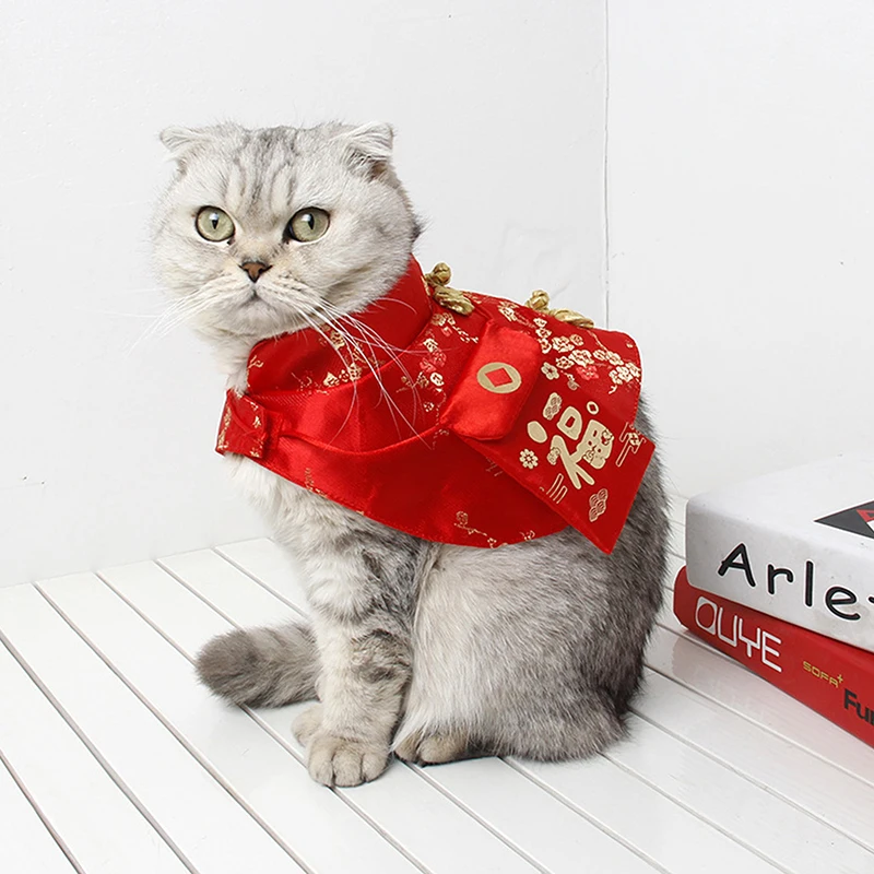 New Year Pet Clothes Chinese Tang Dynasty Dress Festival Cloak For Pupy Dog Cat Cute Pet Dog Costume Pet Dog Warm Clothing