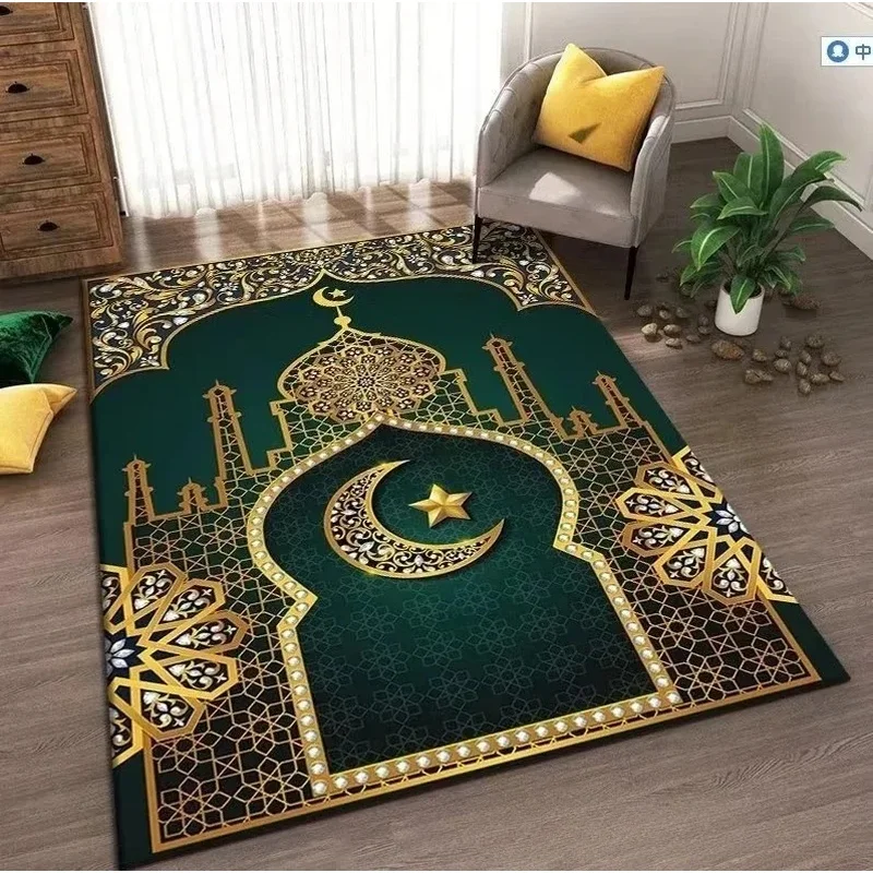 VIKAMA Muslim Prayer Mat, Non-Slip Soft Carpet, Machine Washable Anti-Slip Rug for Living Room Bedroom Home Decor