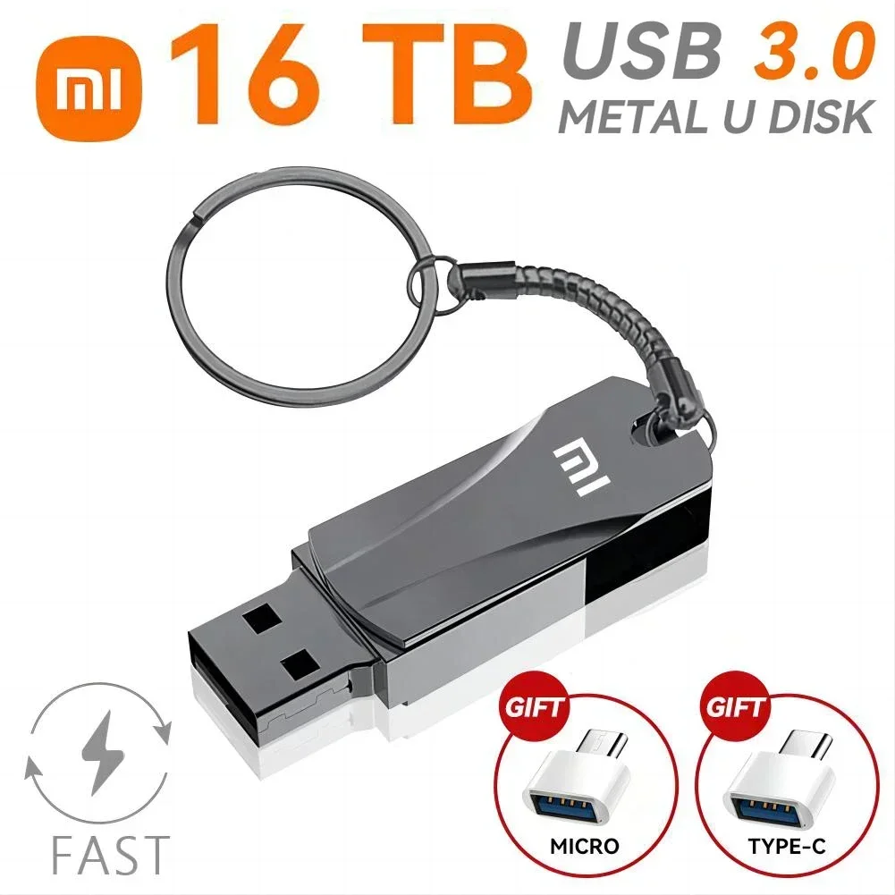 XIAOMI-unidad Flash USB 3,1, PenDrive de Metal de alta velocidad de 2TB, 16TB, resistente al agua, tipo C, para dispositivos de almacenamiento de ordenador