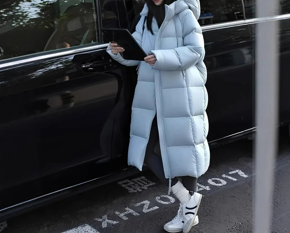 2025 Winter Loose Hooded Medium to Long Cotton Jacket Women's Thick Bread Jacket