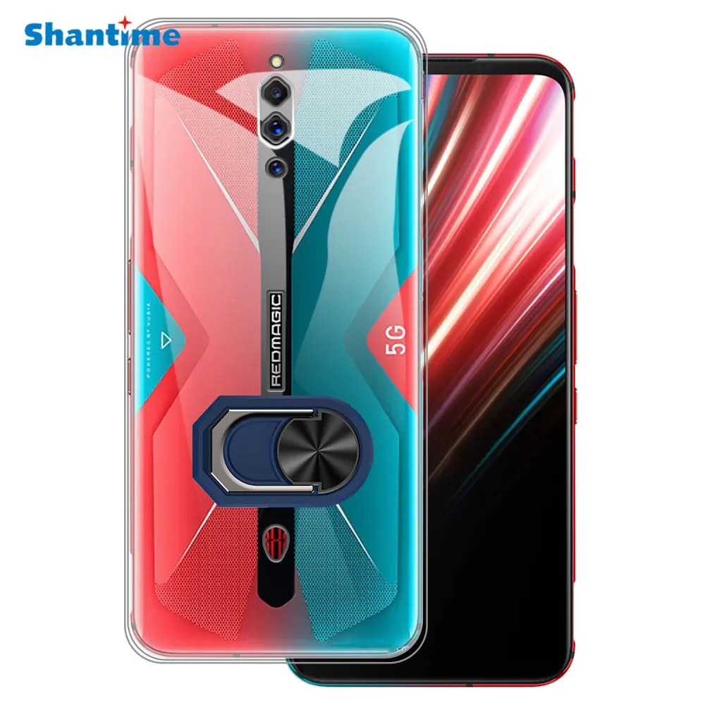 Luxury Shockproof Ring Holder For ZTE Nubia Red Magic 5G Nubia Red Magic 5S Case Soft Silicone TPU Protective Holder Cover