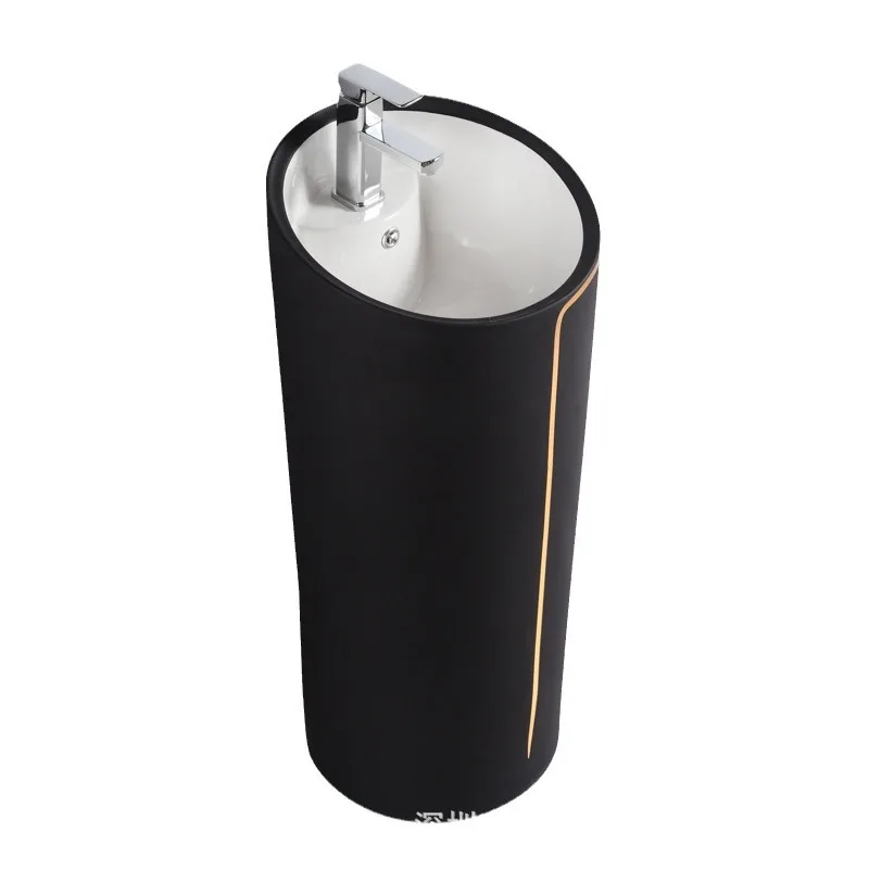 

Integrated column basin Floor-to-ceiling sink Color ceramic basin Balcony Outdoor one-piece