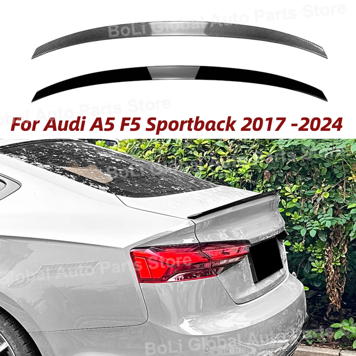 Tail Tailgate Splitter Lip For Audi A5 F5 Sportback 2017 -2024 4-Door 2023 Rear Trunk Roof Spoiler Wing HIGH KICK DUCKBILL 2018