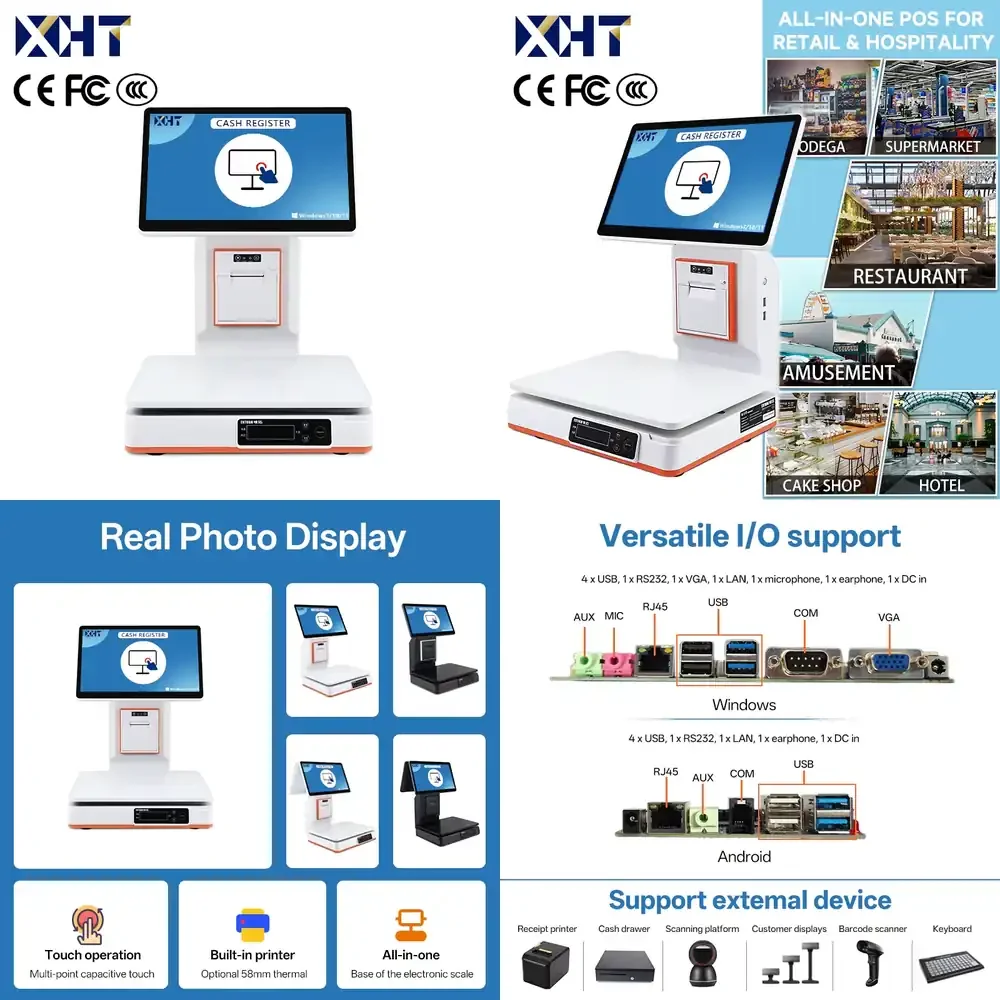 POS Payment Terminal 15.6 Inch 1366x768 Resolution 8GB RAM 128GB SSD Windows Operating System CPU Wi Fi 6 Bluetooth 5.2