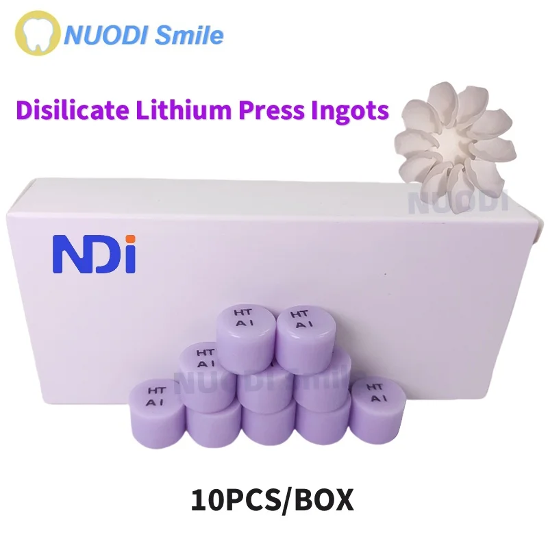 10Pcs/Box Dental Lithium Disilicate Press Ingots Emax Glass Ceramics Purple HT LT for Ultra-thin Veneers Dental Lab Materials