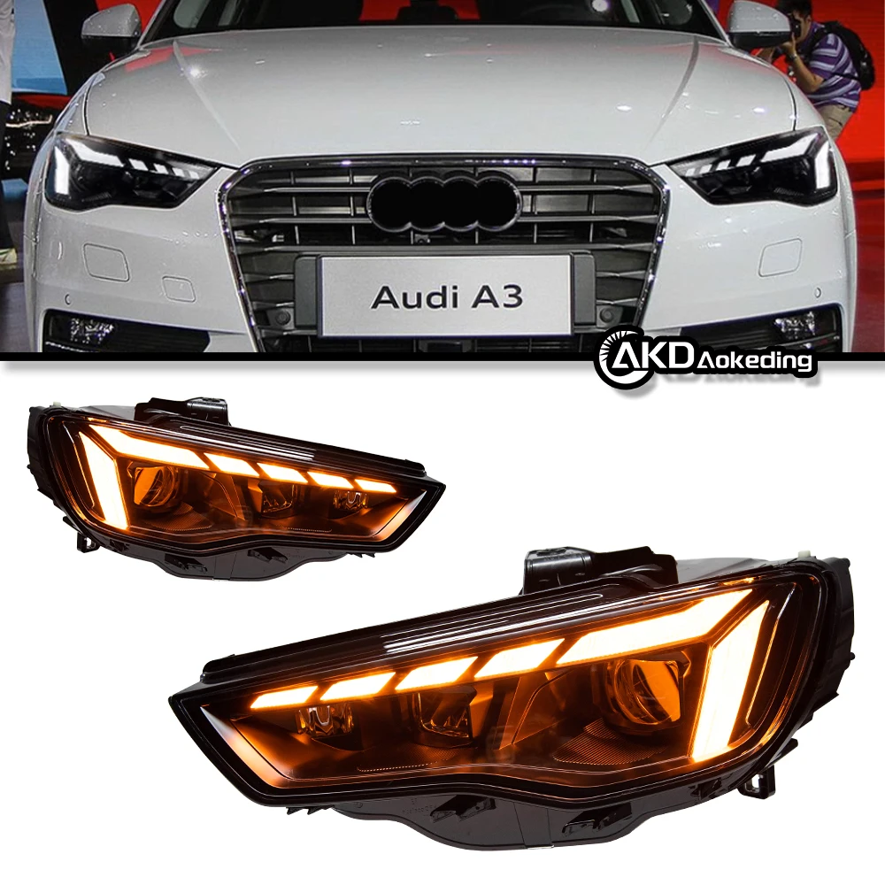 Auto Parts Headlights For Audi A3 2013-2016 Upgrade A5 Sportback Style LED Headlights DRL Dual Projector Car Accesorios Modifie