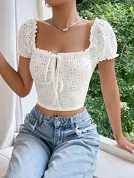 women t-shirt crop tops Butterfly Sleeve Summer white ladies tops short Sleeveless Girl Tshirt slash neck Backless Tshirt