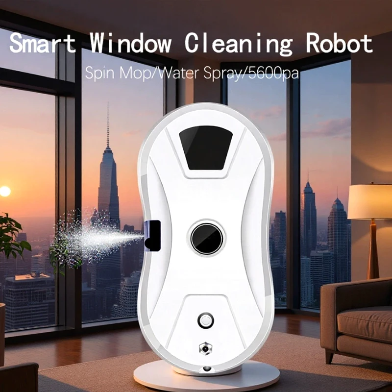 Window Cleaning Robot White Home Automatic Spray or Water Spray Intelligent Wipe High-rise Large Area Window