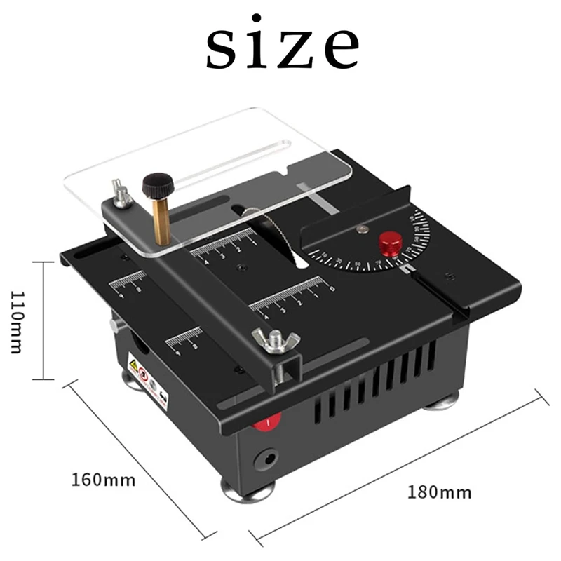 ABJI-Mini Multifunktionale Tischkreissäge, 7-Gang-verstellbare Tischkreissäge, Schneiden, Schleifen, Gravieren, Bohren, US-Stecker