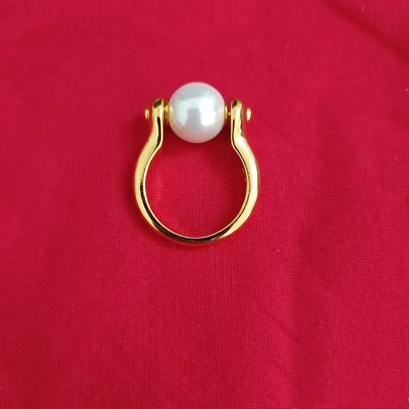 High Quality Spanish Original Fashion Electroplating 925 Silver 14k Gold White Pearl Irregular Ring Unique Jewelry Gift