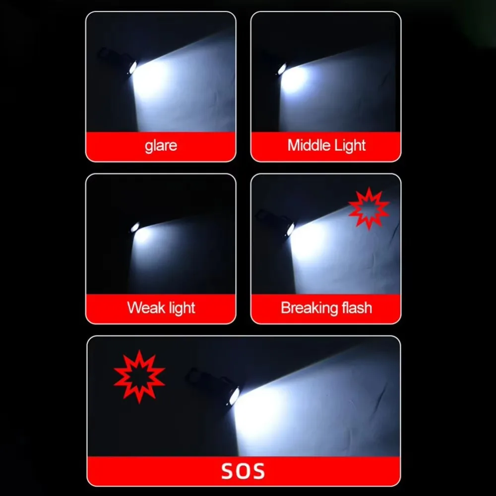 Portable Mini Keychain Flashlights USB Rechargeable Five adjustable levels LED Torch Ultra Bright With Hook Work Light Outdoor