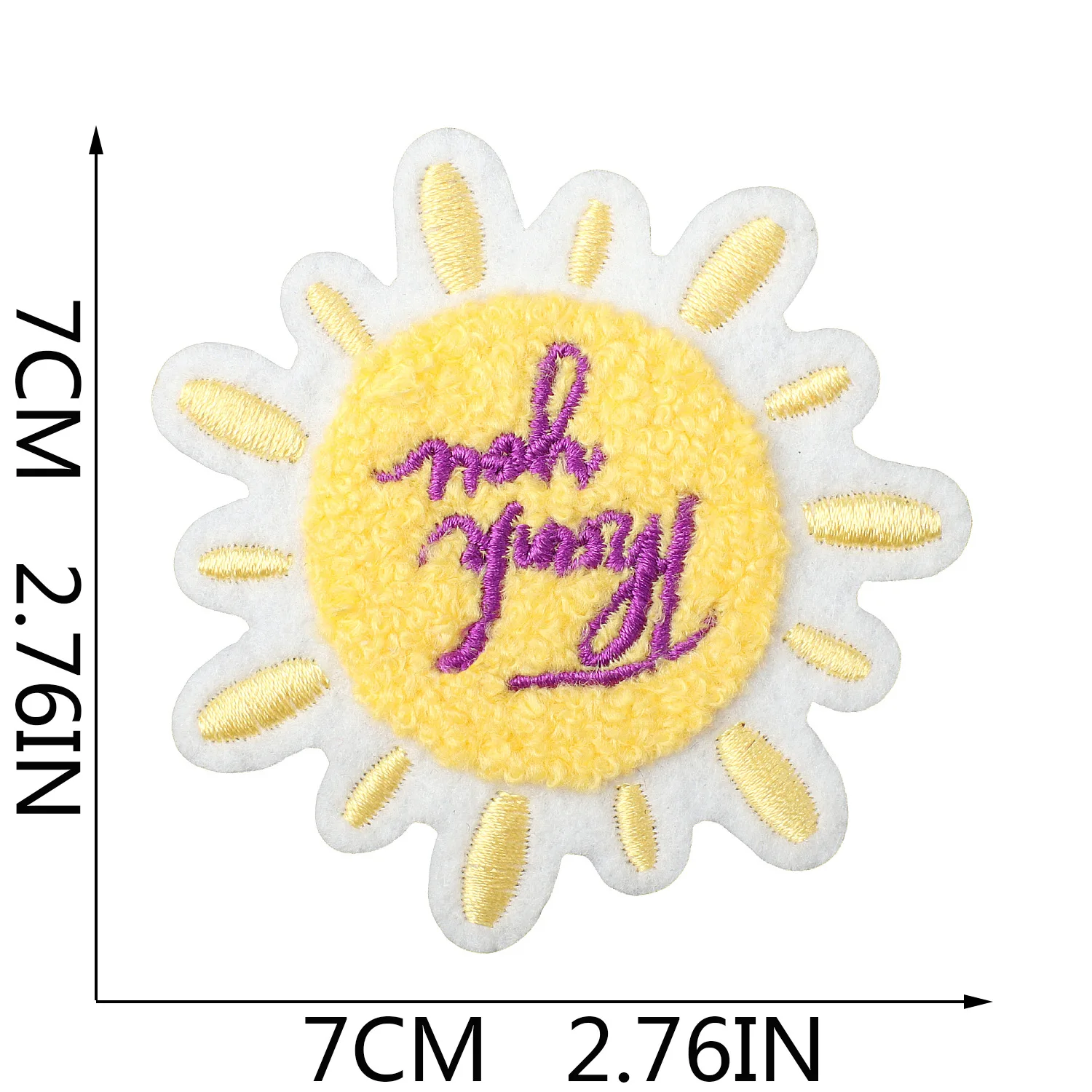 1PCS Red Yellow Sun Thank You Embroidery Patches Retail Sunshine Theme Phrase Iron On For DIY Towel Clothes Decoration