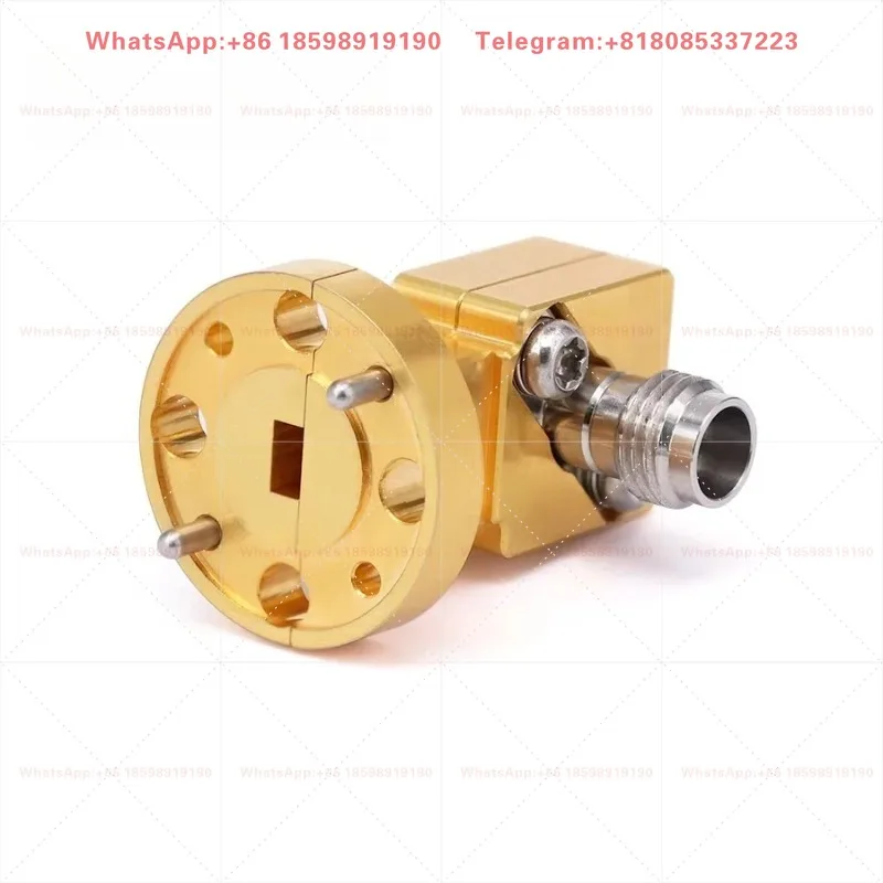 WR-15 BJ620 Right Angle Waveguide to Coax Adapter UG-385/U Round Flange 1.85mm Female Connector 50-65GHz V-Band Millimeter Wave