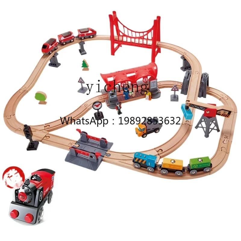 ZZ Bahnstrecke Baustein Set Holz Kinder Baby Junge Pädagogisches Elektroauto Mannequin Kopf Spielzeug