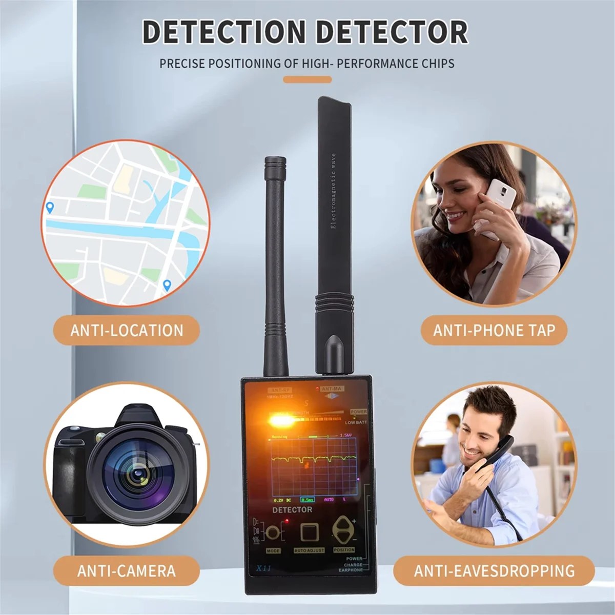 

GET! X11 Signal Detector Anti Spy Camera Bug Detector GPS Tracker RF 2/3/4/5G Signal Scanner Listening Devices Finder