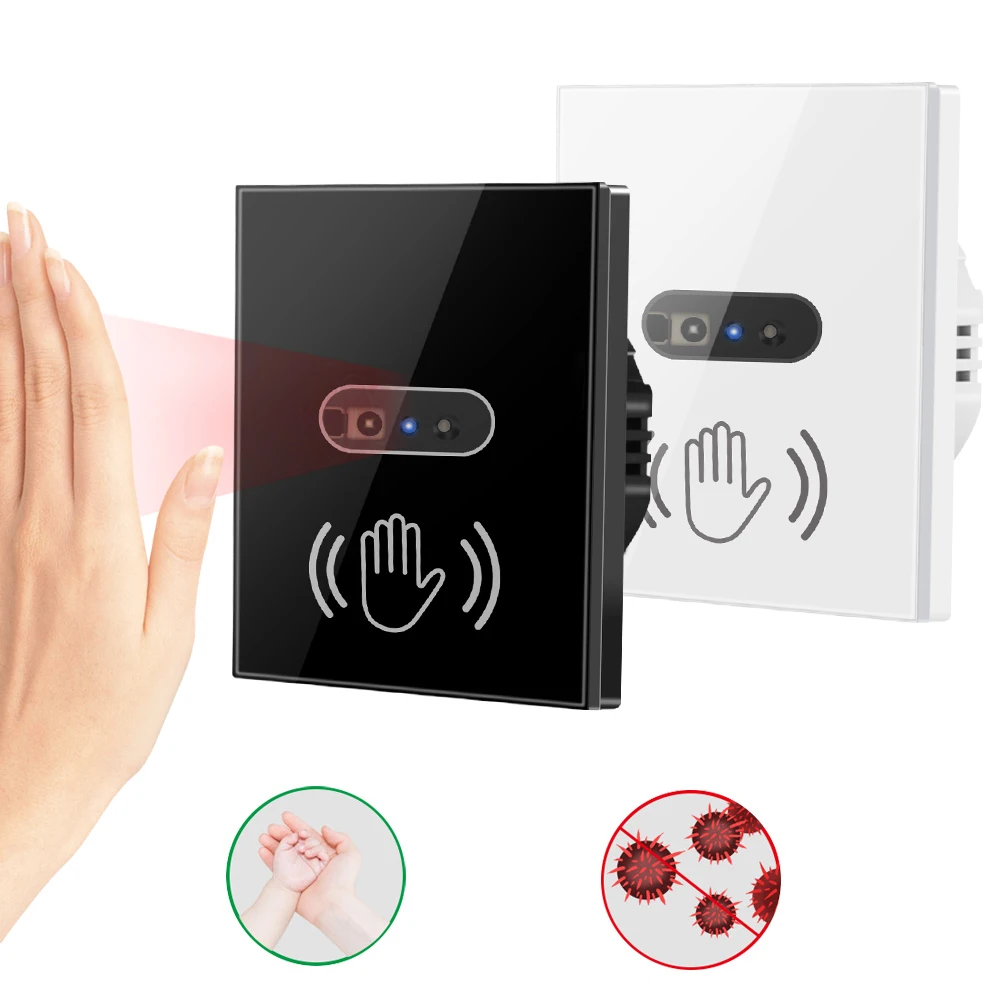 AXUS EU US Infrare Wall Smart Light Switch IR Sensor No Need Touch 220V 110V Glass Screen Panel Electrical Power On Off Lamp