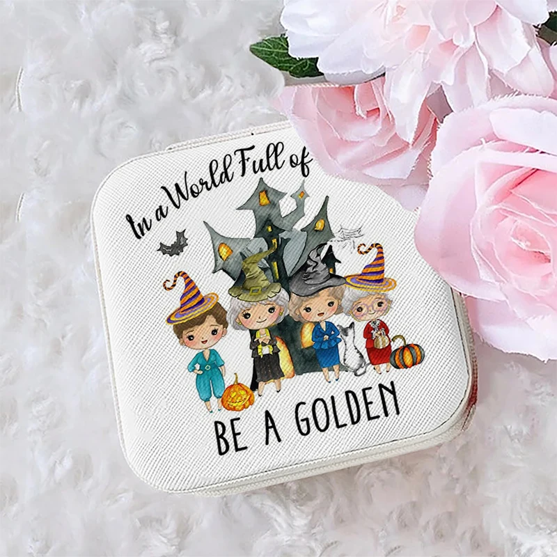 1pc In a World Full of Witches BE A GOLDEN Portable Jewelry Storage Box, Simple Jewelry Organizer Box,Gifts Box For Women