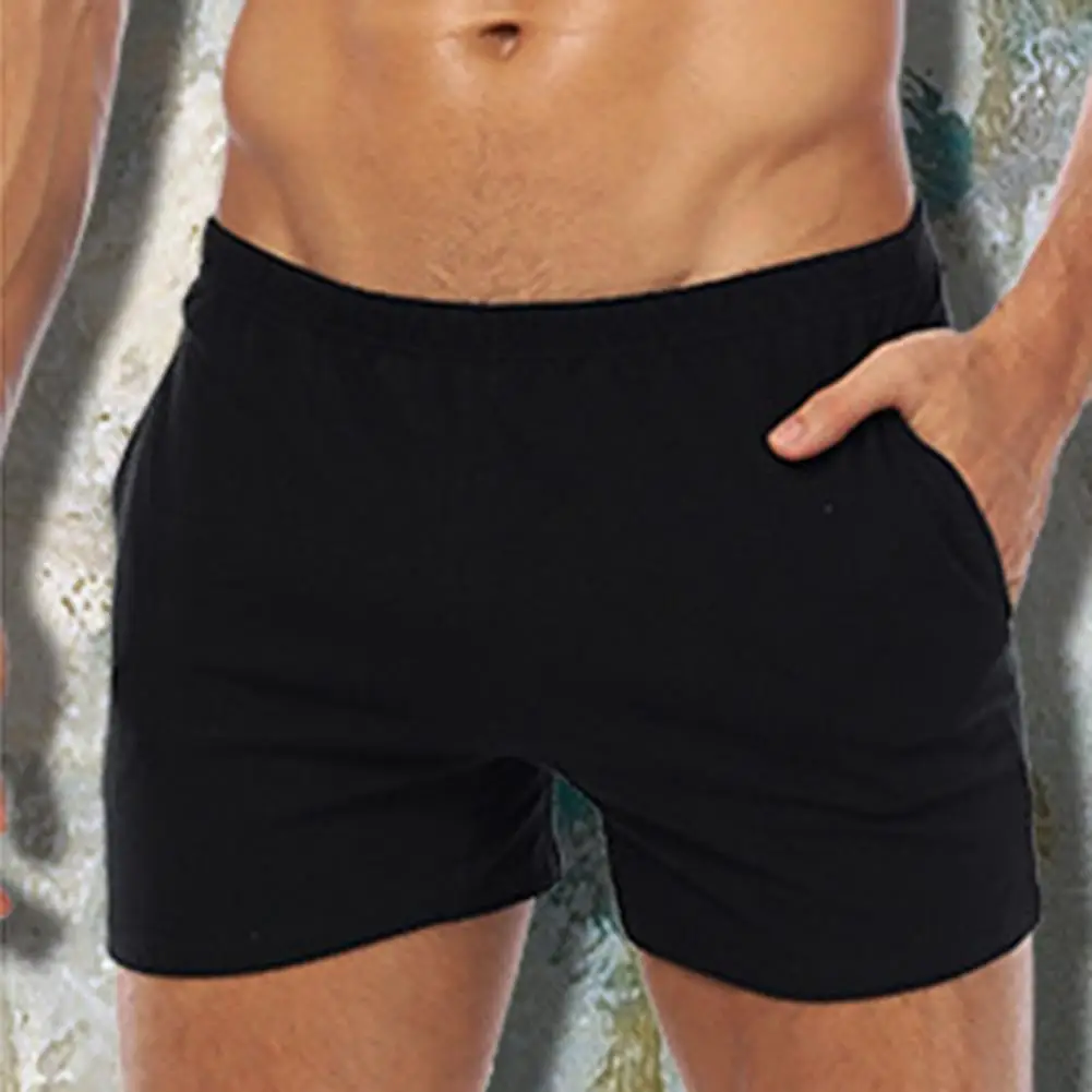 

Men Boxers Mid Waist Solid Color Casual Great Stitching Men Underpants for Sleeping