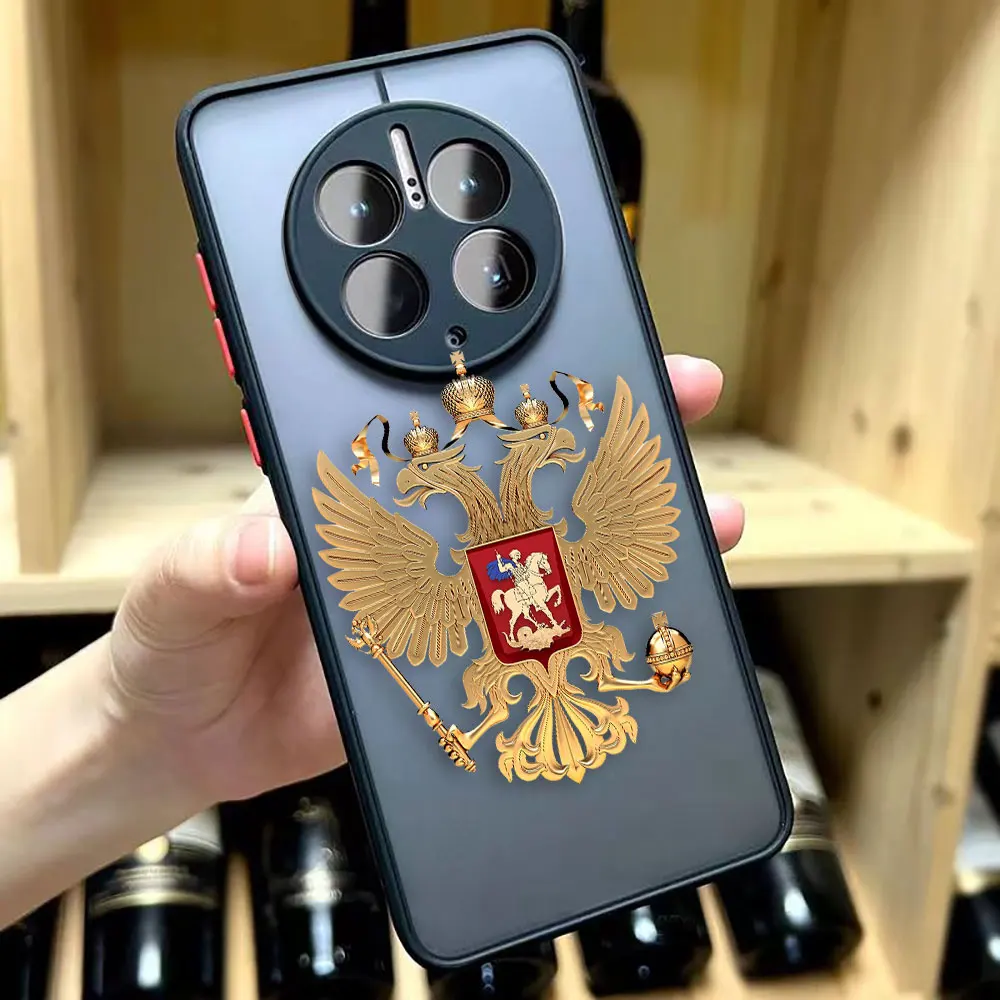 Matte Phone Case for Huawei P50 P40 P30 P20 MATE 40 30 20 PRO PLUS Y7P Y8P Y9 Case Funda Coque Shell Cover Russian Flags Emblem