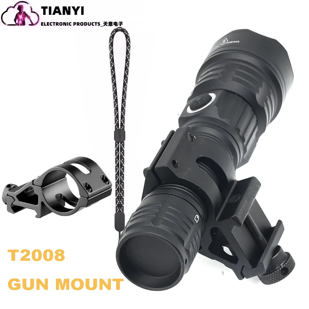 20W Zoom White Laser LED Flashlight High Lumens Rechargeable Tactical Light, Picatinny Mount, Pressure Switch for Long Distance