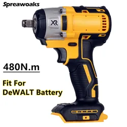 Dewalt 20V 배터리용 브러시리스 임팩트 렌치, 무선 전기 드라이버, 2 기어 전동 공구, 480N.m